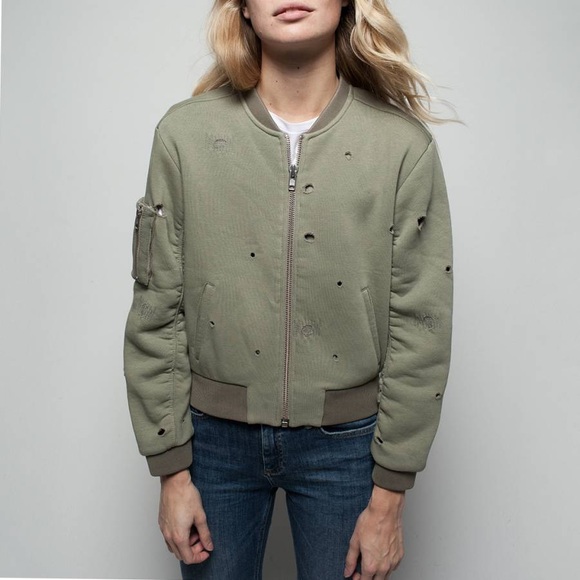 ZOE KARSSEN “HOMEBOY” distressed fleece zip up - Picture 2 of 2